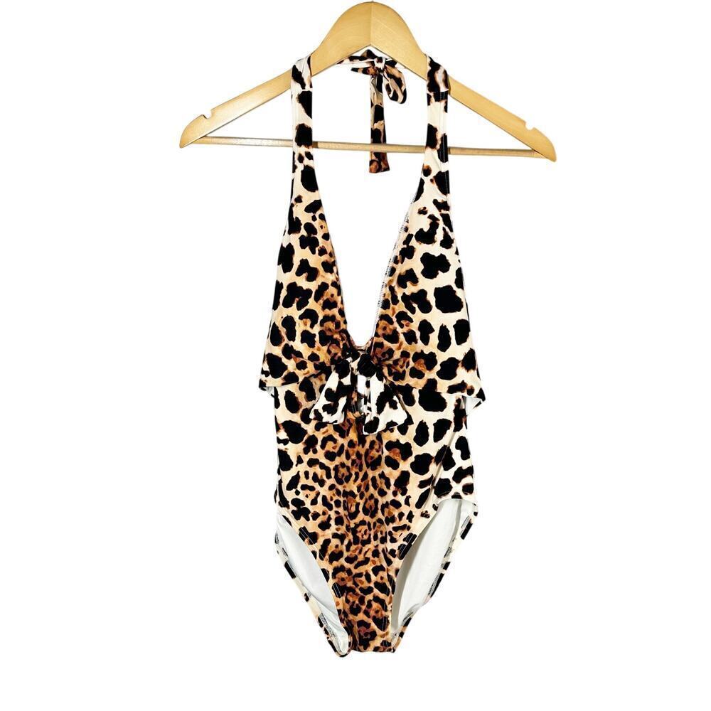 Vince Camuto Standard Tie Front Halter One Piece Swimsuit Size 10